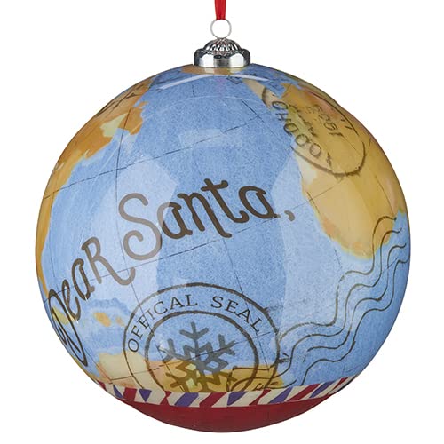 RAZ Imports 2022 Destination Christmas Dear Santa Map Ball Ornament
