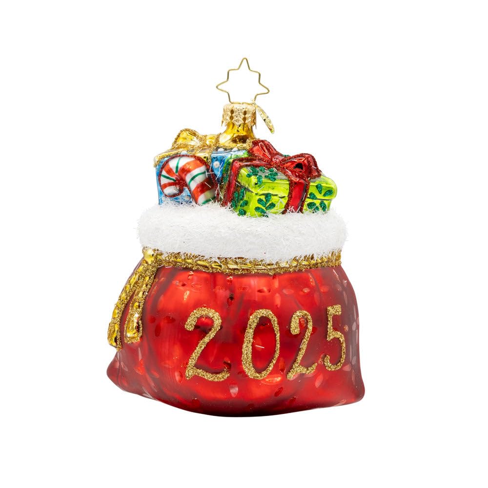 Christopher Radko Hand-Crafted European Glass Christmas Tree Decorative Ornament, 2025 Yearly Yuletide Tote