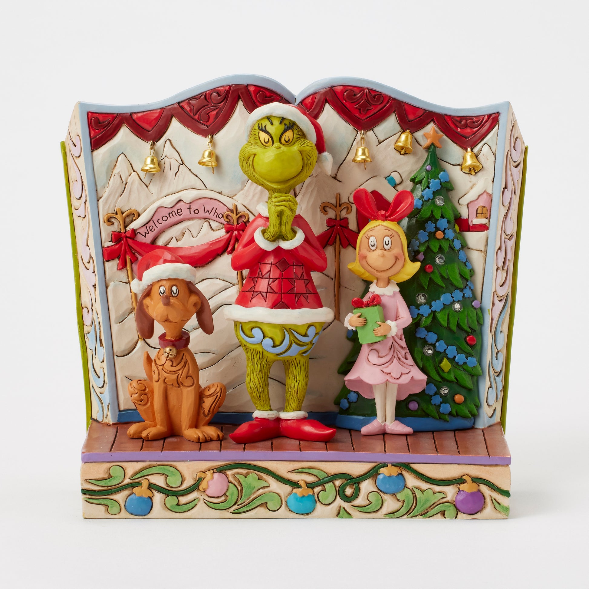 Jim Shore Light- Up Storybook Grinch with Max and Cindy Lou **PRE-ORDER**