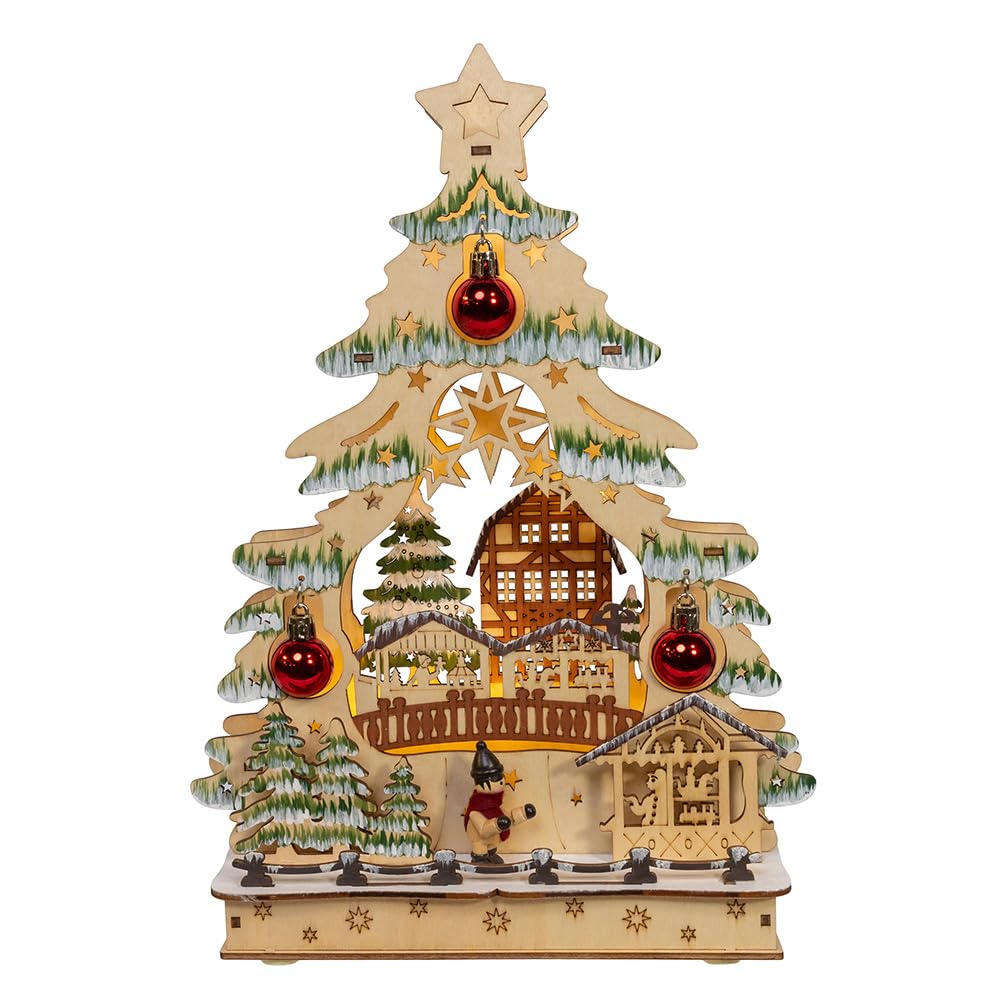 Kurt Adler 13" LED Lighted Tree with Village Scene