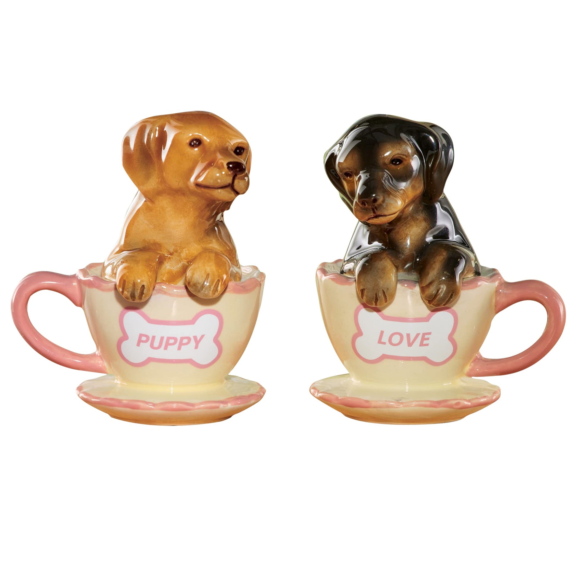 Pacific Trading Dachshund Puppies Tea Cup Puppy Love Salt and Pepper Shakers Set