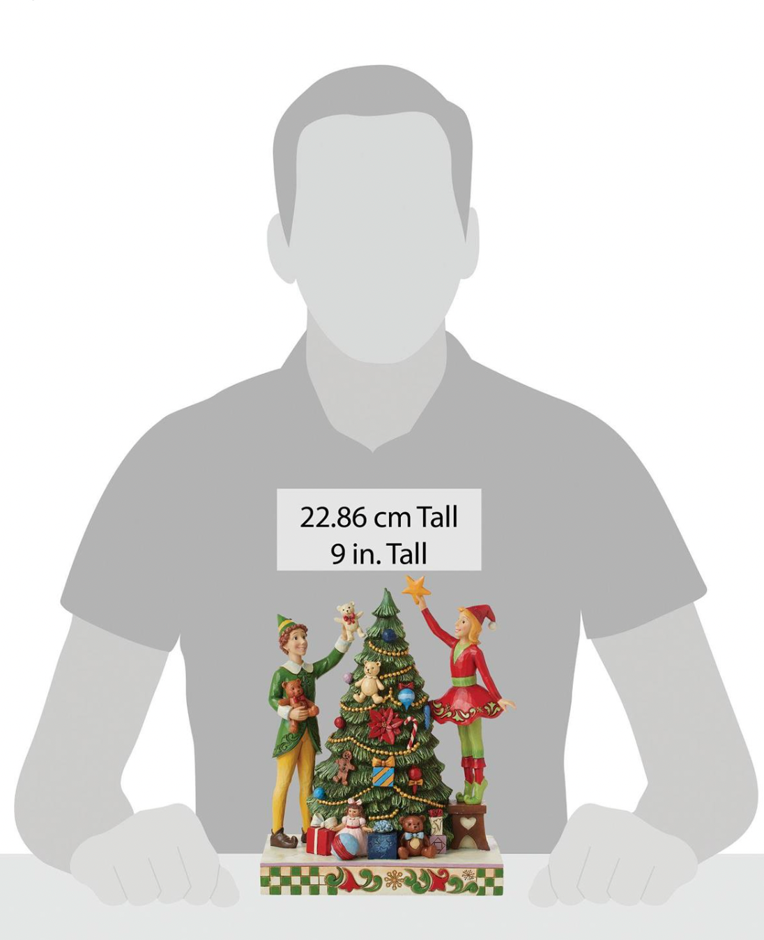 Buddy Elf with Jovie Elf Decorating Christmas Tree by JIm Shore