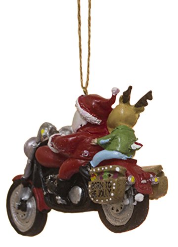 Santa and Reindeer Riding a Harley Motorcycle Ornament