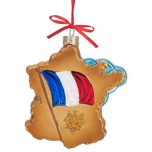 Kurt S. Adler France Map Glass Ornament