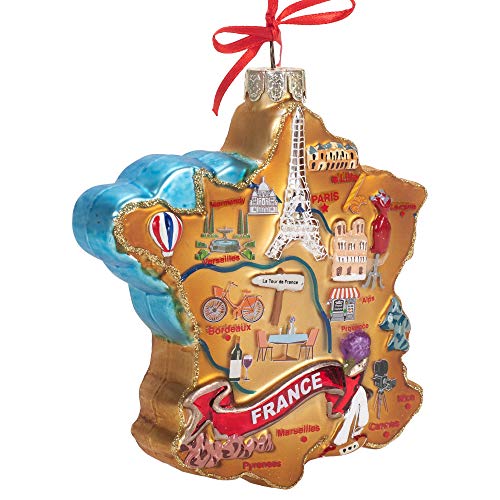 Kurt S. Adler France Map Glass Ornament