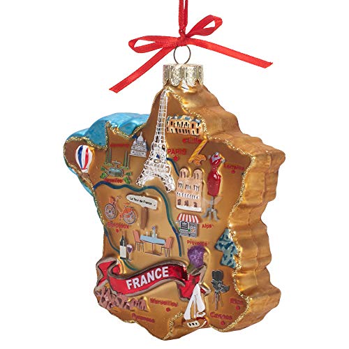 Kurt S. Adler France Map Glass Ornament