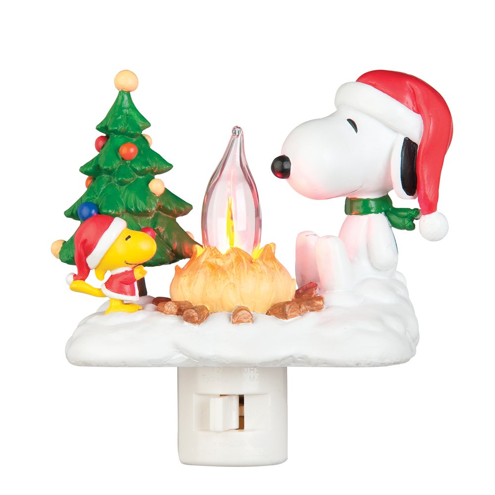 Snoopy By Camp Fire Flickering Night Light