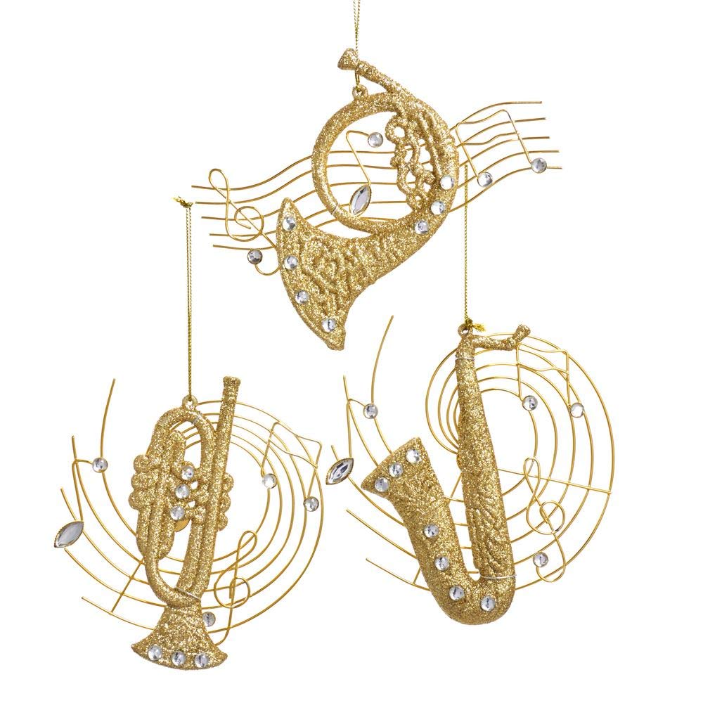 Gold Glitter Musical Instrument Saxophone Trumpet and French Horn