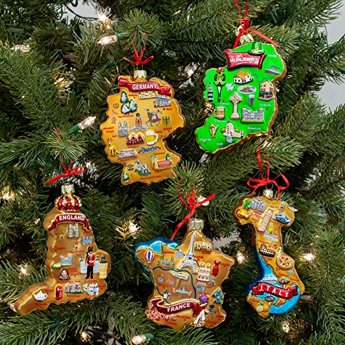 Kurt S. Adler France Map Glass Ornament