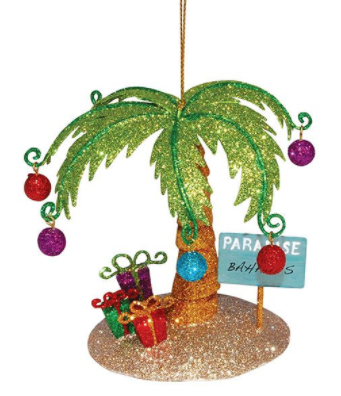 Glitter Palm Tree Mele Kalikimaka Christmas Ornament