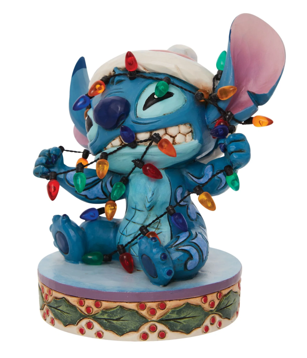 Disney Traditions Stitch Wrapped in Christmas Lights
