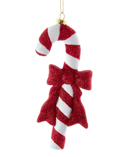 Candy Cane With Bow Ornament