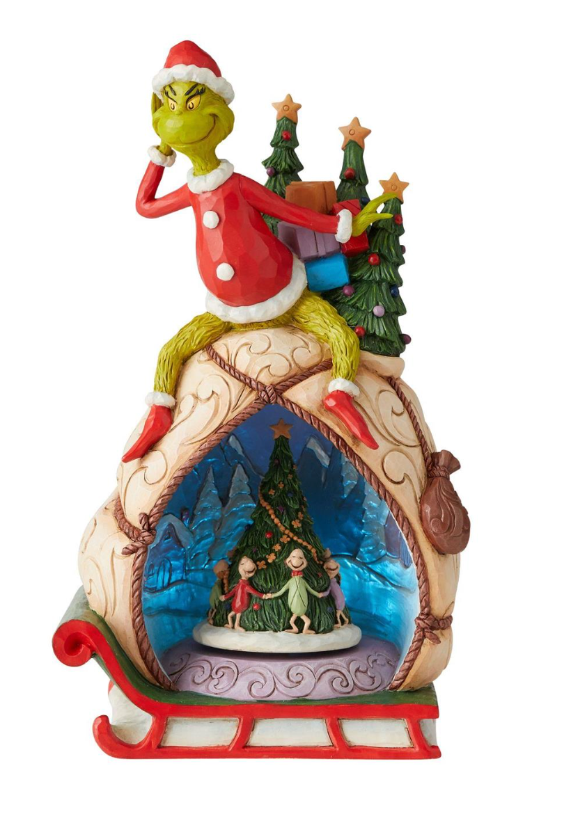 Grinch with Lit Rotatable Scene by Jim Shore