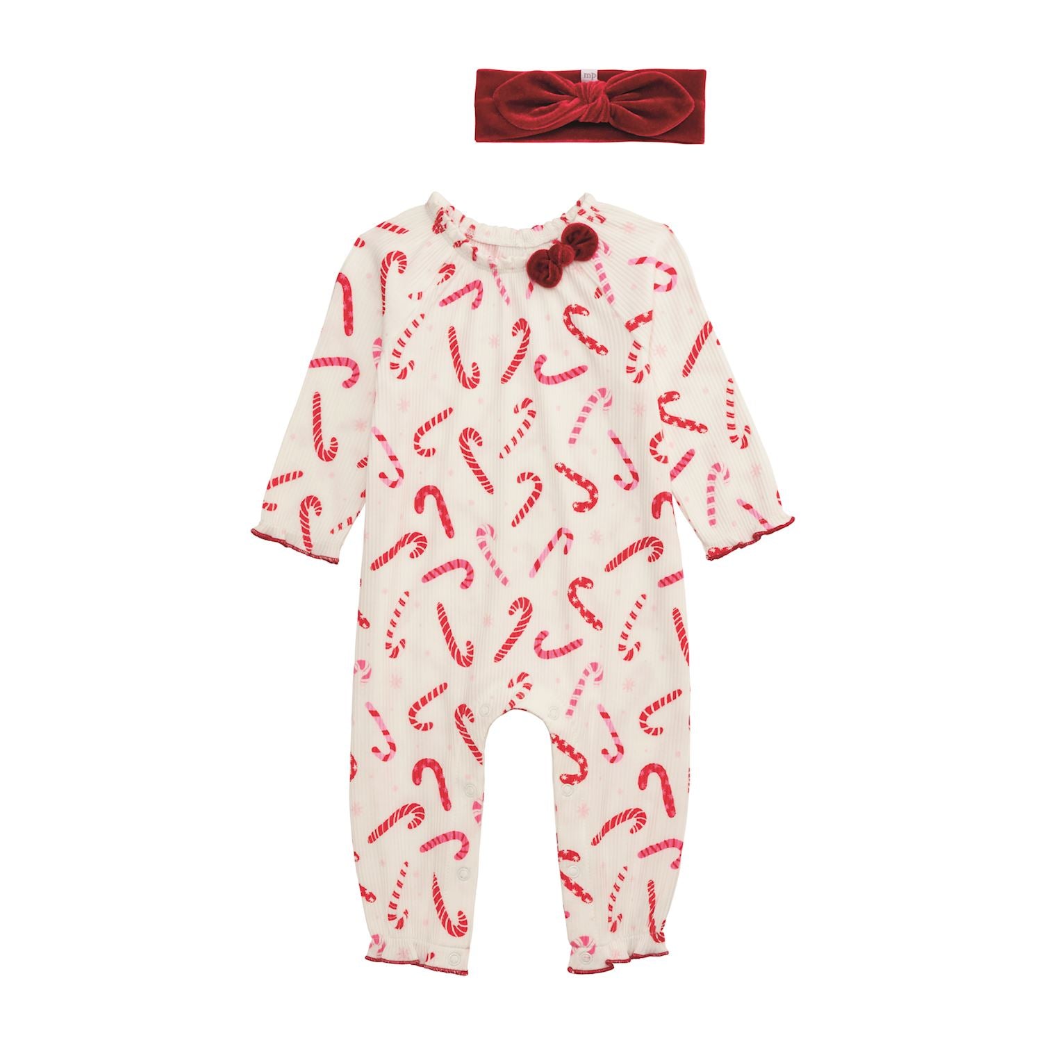 Mud Pie Candy Cane One-Piece & Headband Set