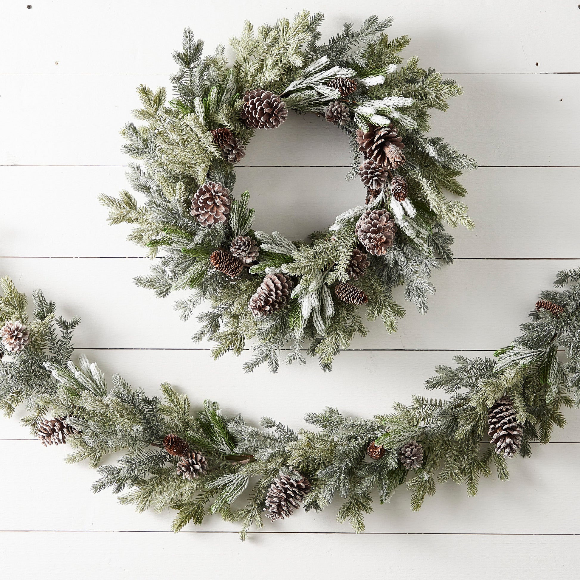 Iced Pinecone and Greenery Garland