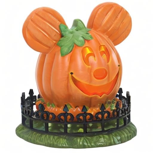 Disney Village Pumpkintown Mickey Mouse Town Center Lit Figurine