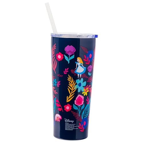 Alice in Wonderland Floral Double Walled Stainless Steel Tumbler