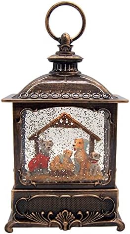 Roman Dog Lighted Nativity Lantern