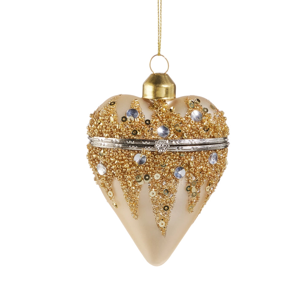 Champagne Gold Heart Box Ornament