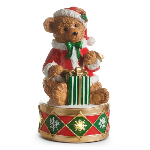 12" Lighted Teddy Bear on Drum