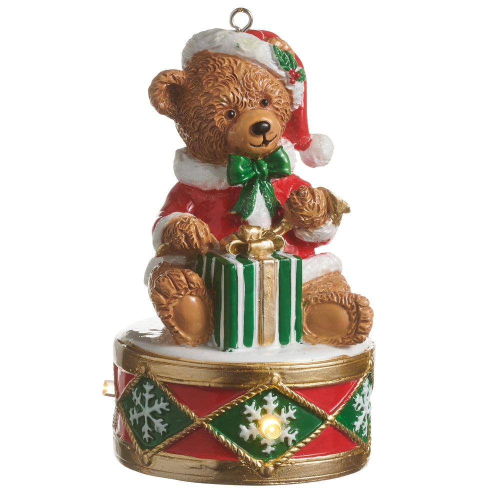 Lighted Teddy Bear on Drum Ornament **PREORDER**