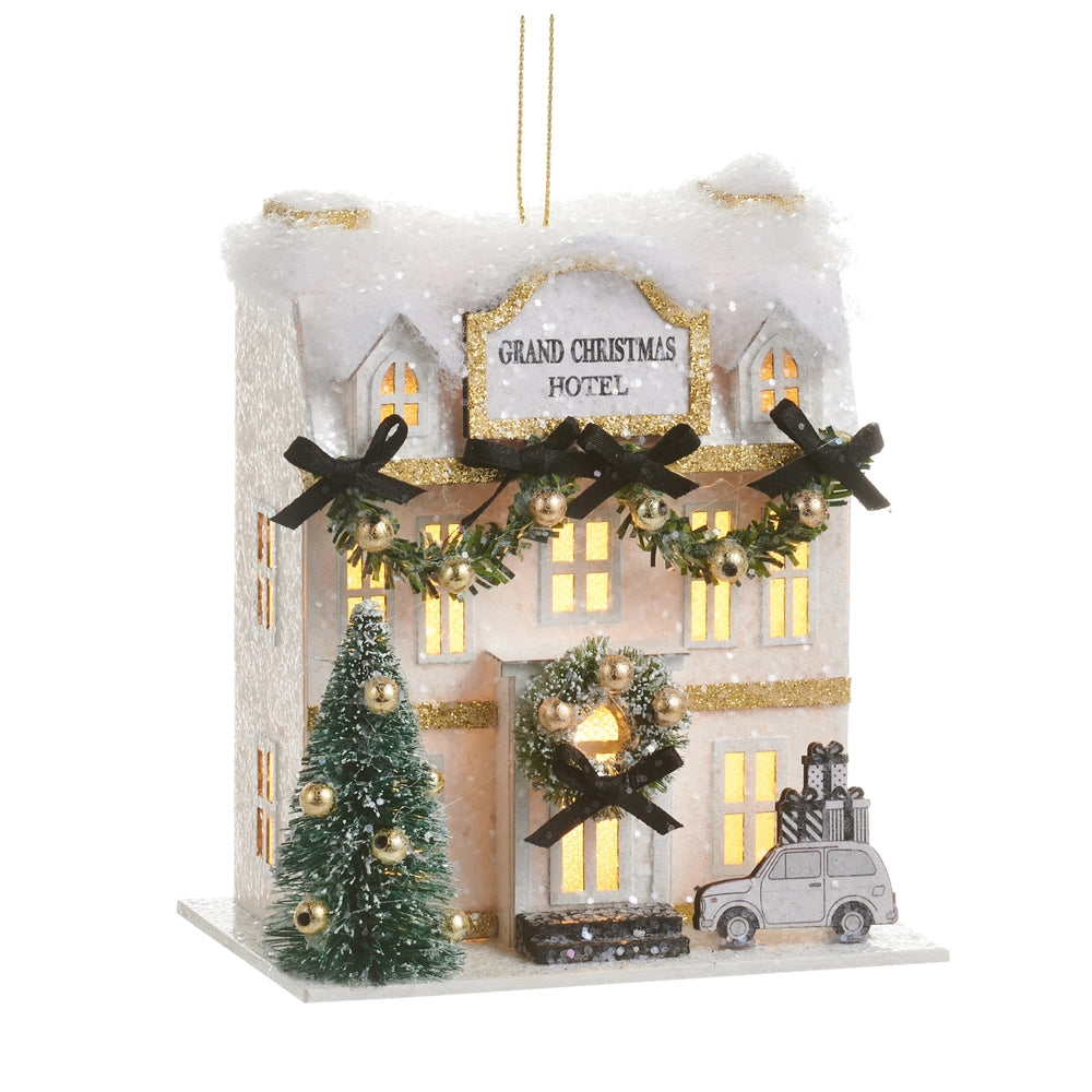 Lighted Paper Christmas Hotel Ornament