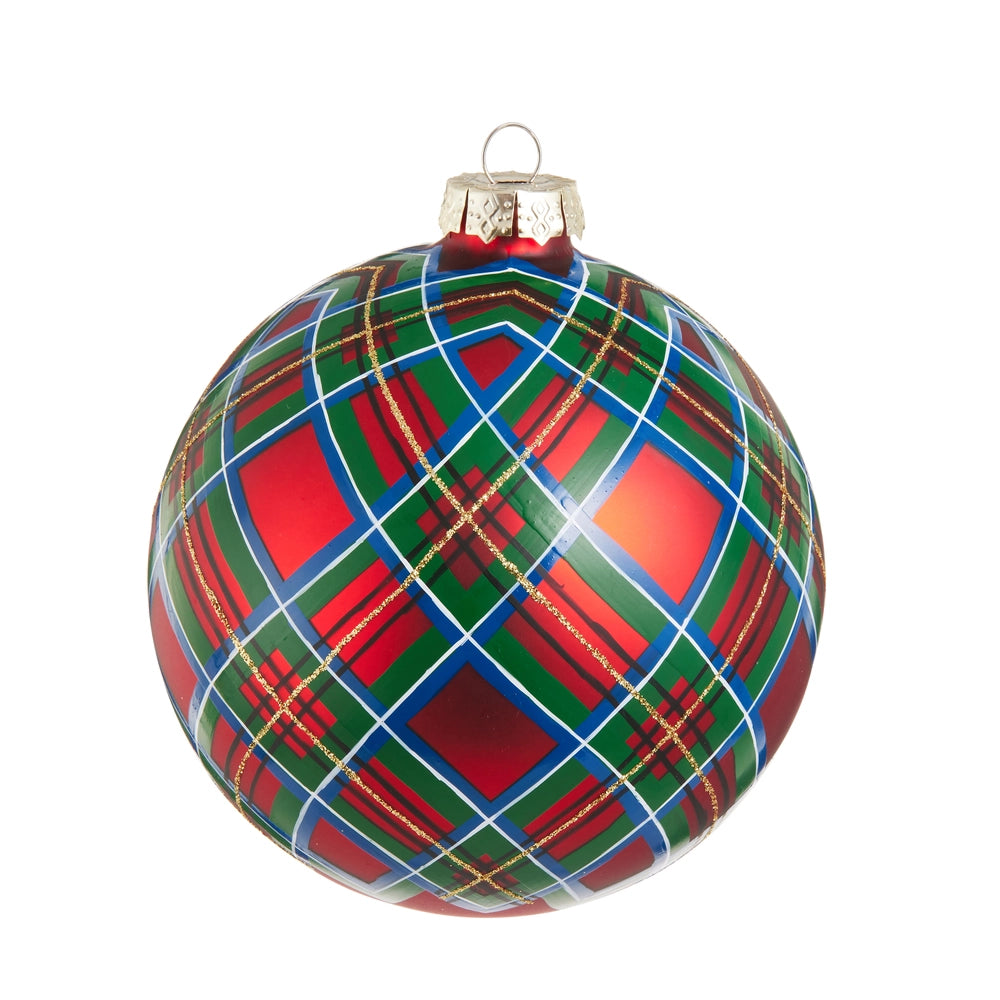 Raz 5" Plaid Ball Ornament **PREORDER**