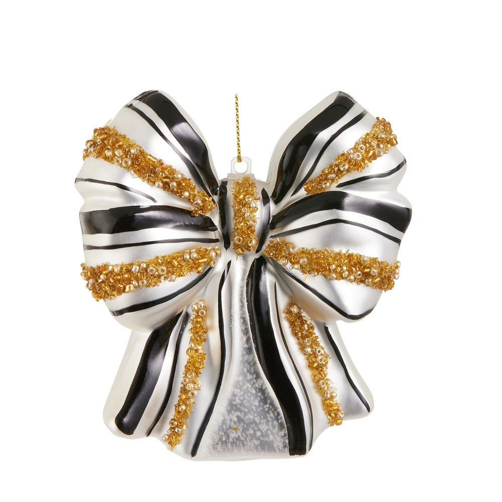 Black and Gold Sequin Bow Ornament