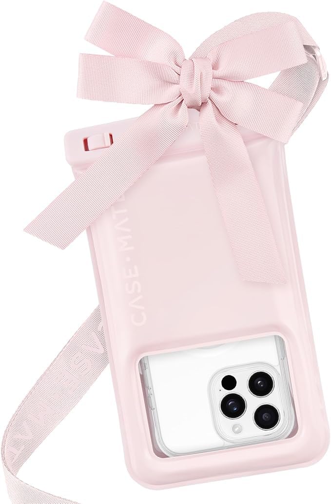 Case-Mate Waterproof Large Phone Pouch with Bow Design - Ballet Pink