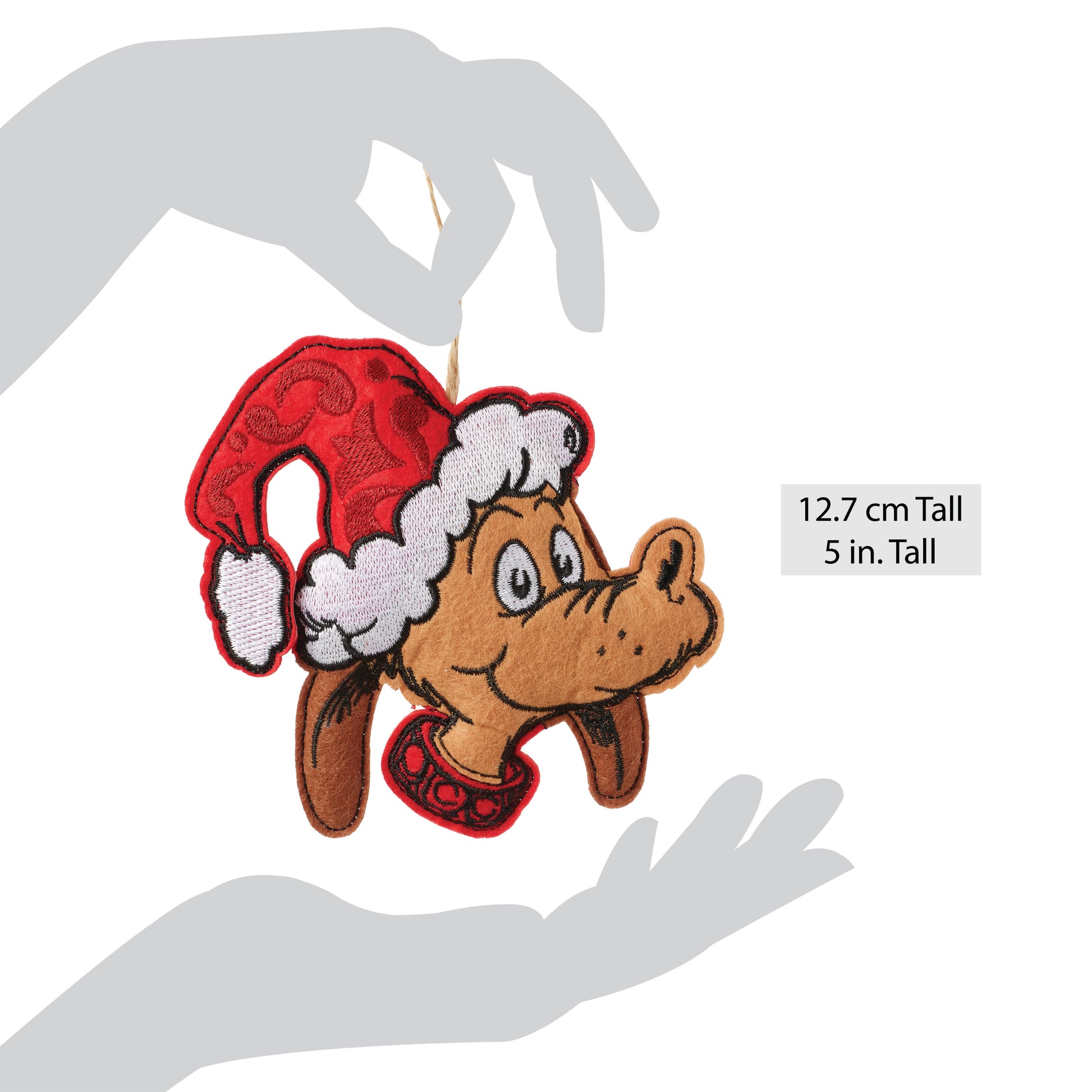 Jim Shore Grinch Felt Max in Santa Hat Ornament