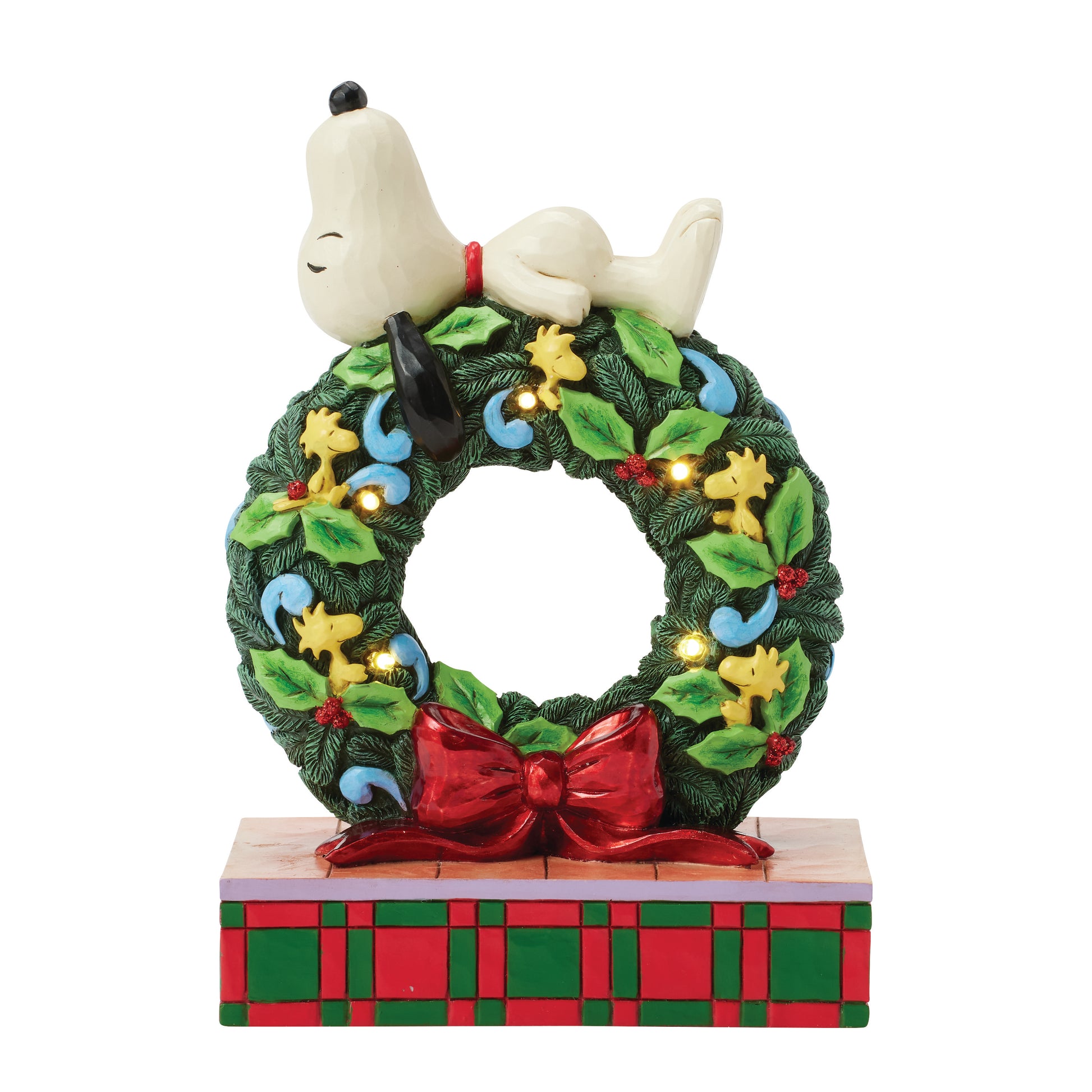 Jim Shore Snoopy Sleeping on Christmas LED Wreath