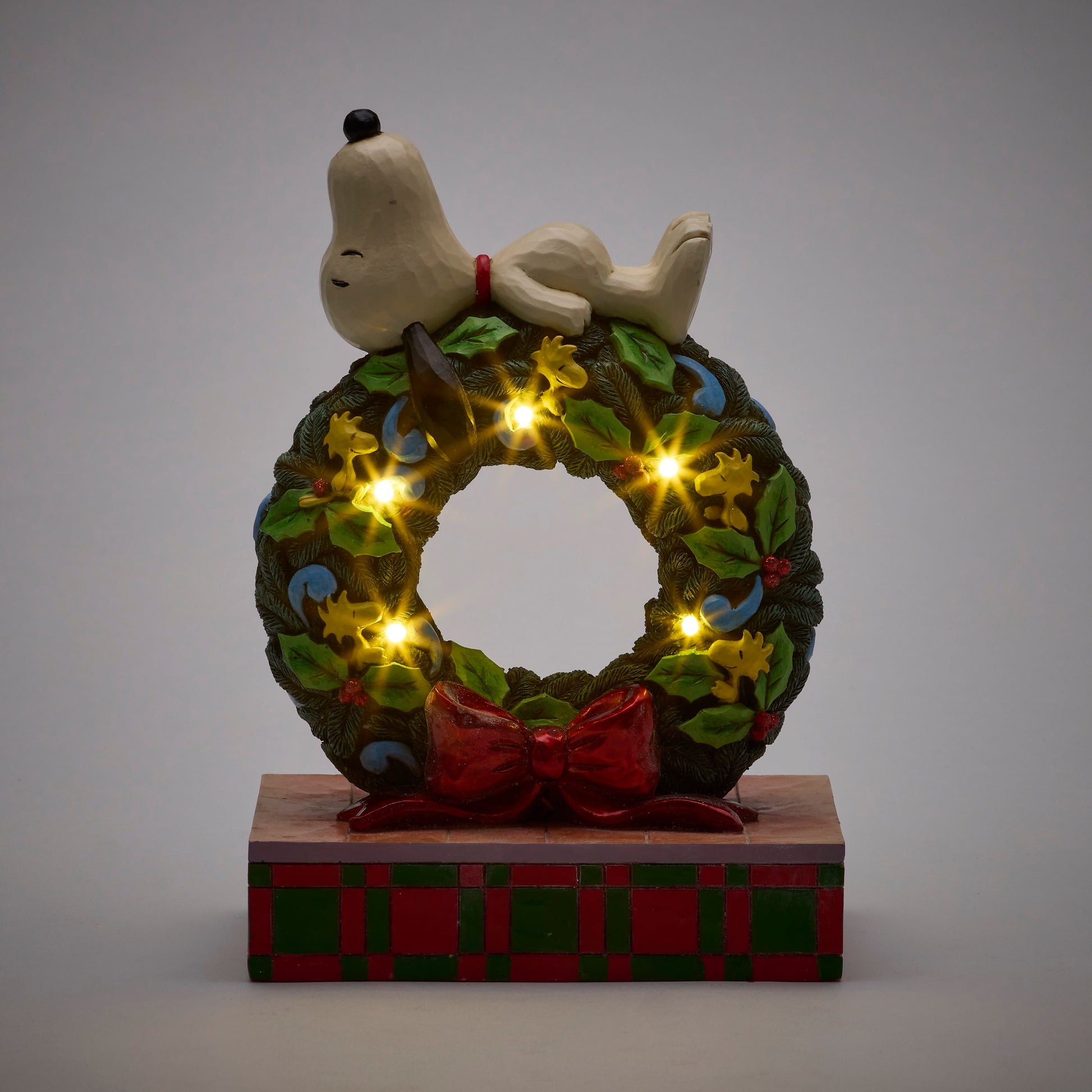 Jim Shore Snoopy Sleeping on Christmas LED Wreath