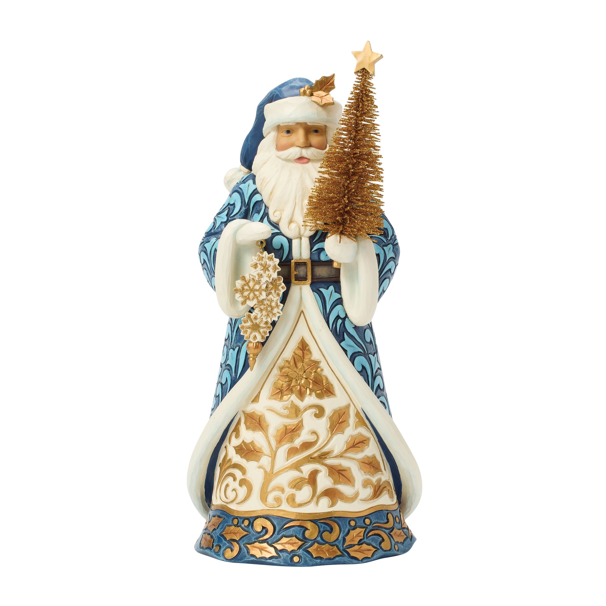 Jim Shore Blue & Gold Santa Sisal Figurine