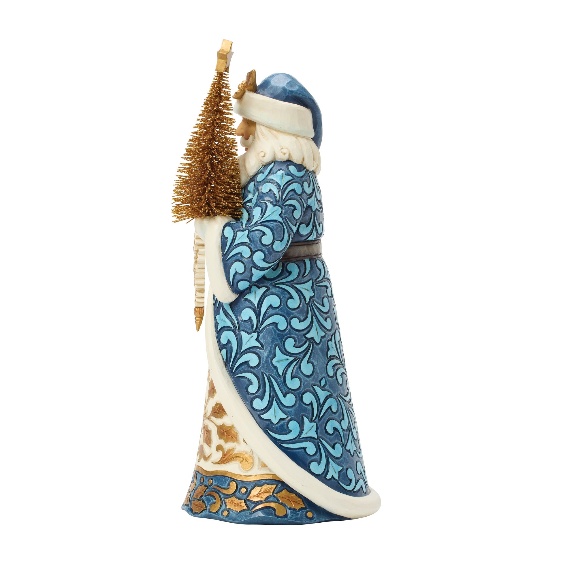 Jim Shore Blue & Gold Santa Sisal Figurine