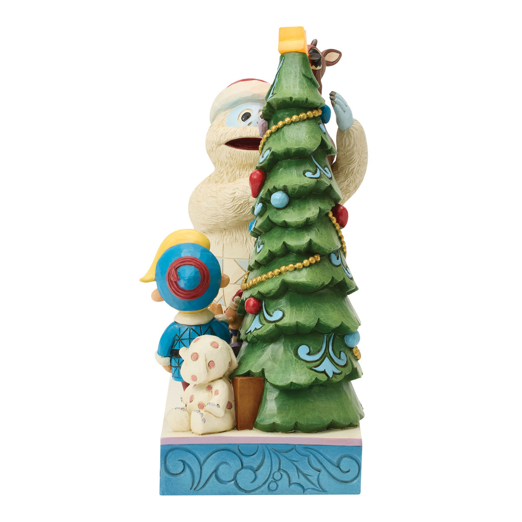 Jim Shore Bumble Holding Rudolph by Tree - PREORDER
