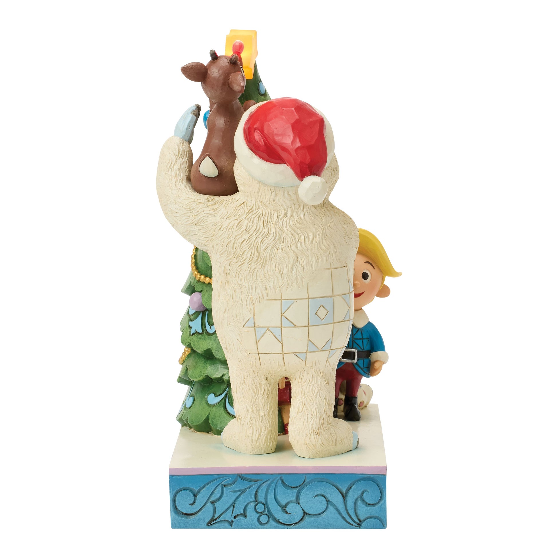 Jim Shore Bumble Holding Rudolph by Tree - PREORDER