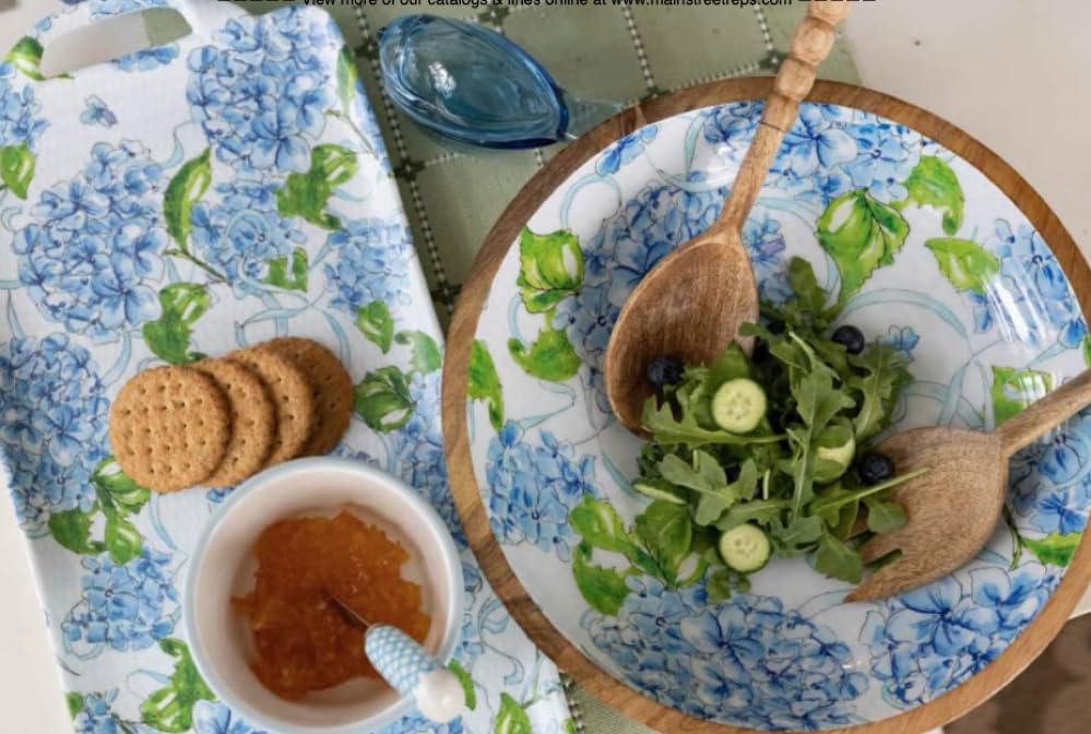 Blue Hydrangeas Ceramic Dip Bowl and Spreader Set