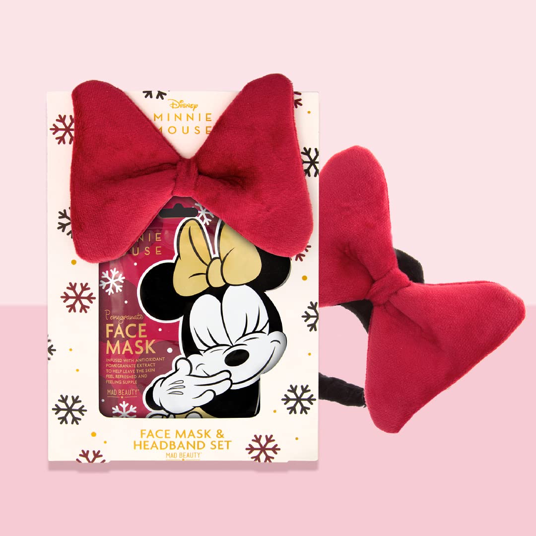 MAD BEAUTY Disney Minnie Mouse Headband & Pomegranate Face Mask Duo Set