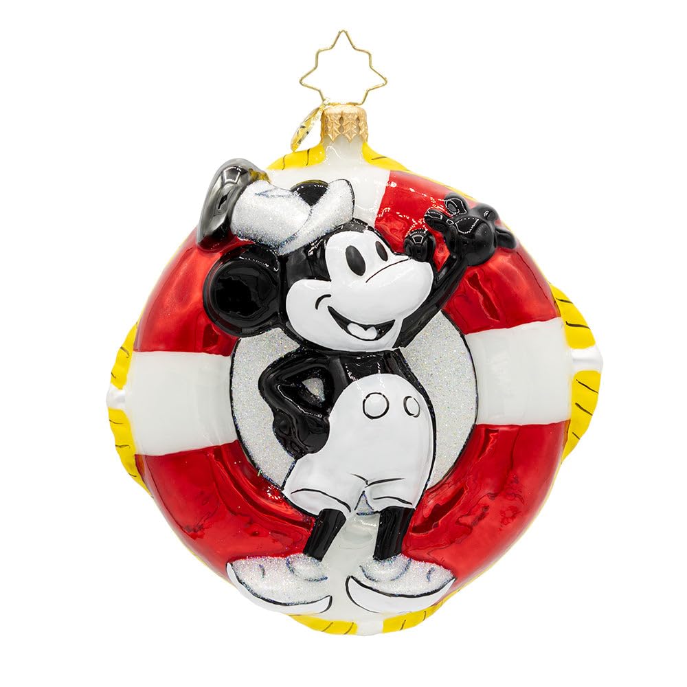 Christopher Radko Hand-Crafted European Glass Christmas Tree Decorative Ornament, Steamboat Mickey