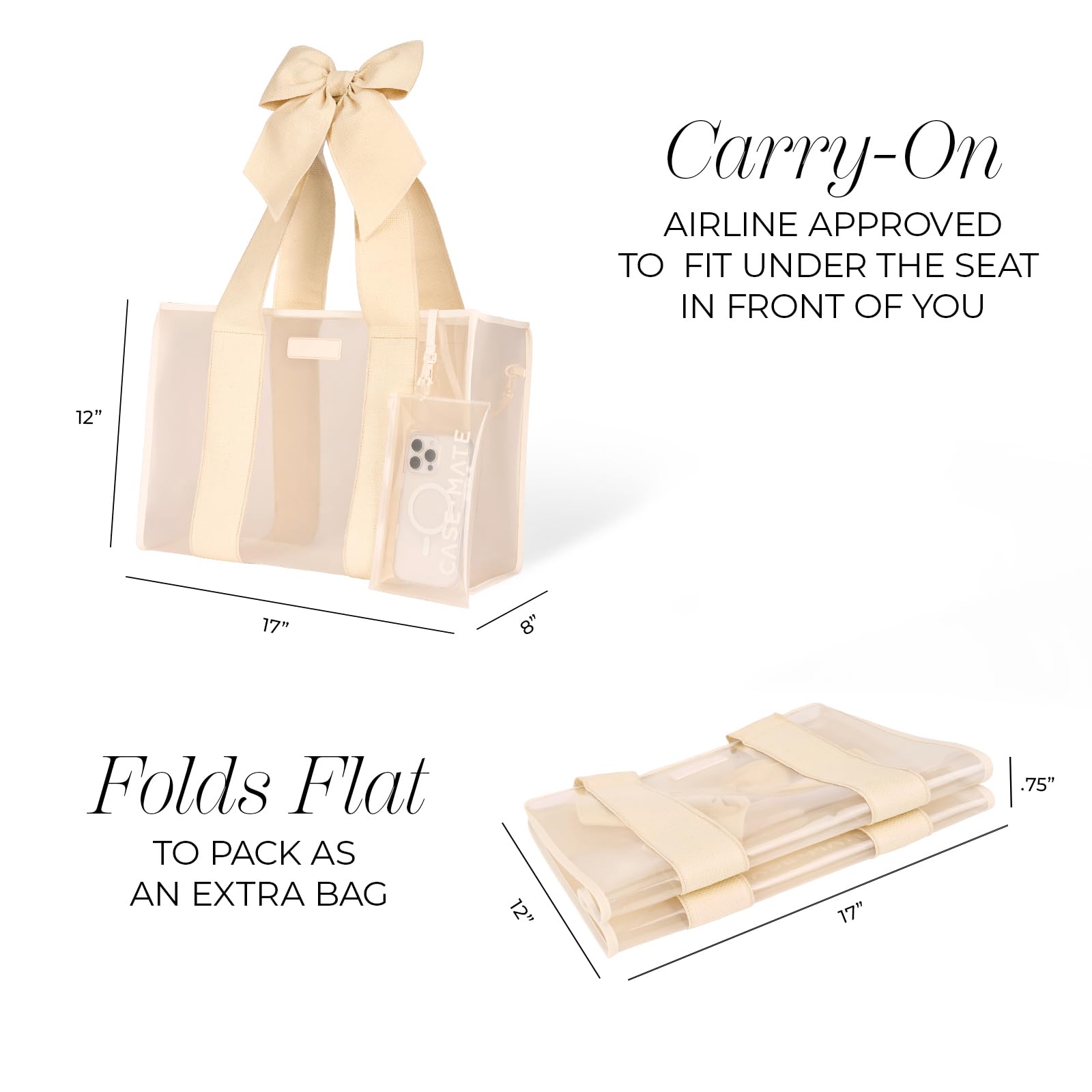 Case-Mate Special Edition Ecru Raffia Bow Beach Tote