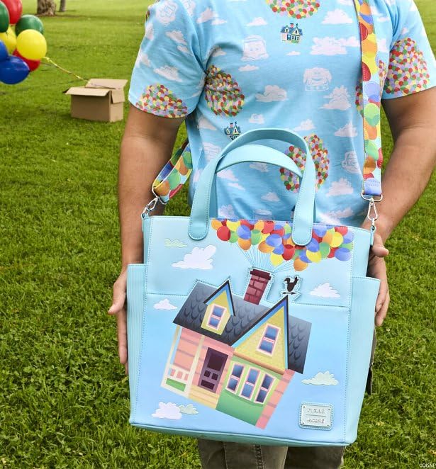 Loungefly Pixar Up 15th Anniversary Balloon House Convertible Backpack and Tote, Black