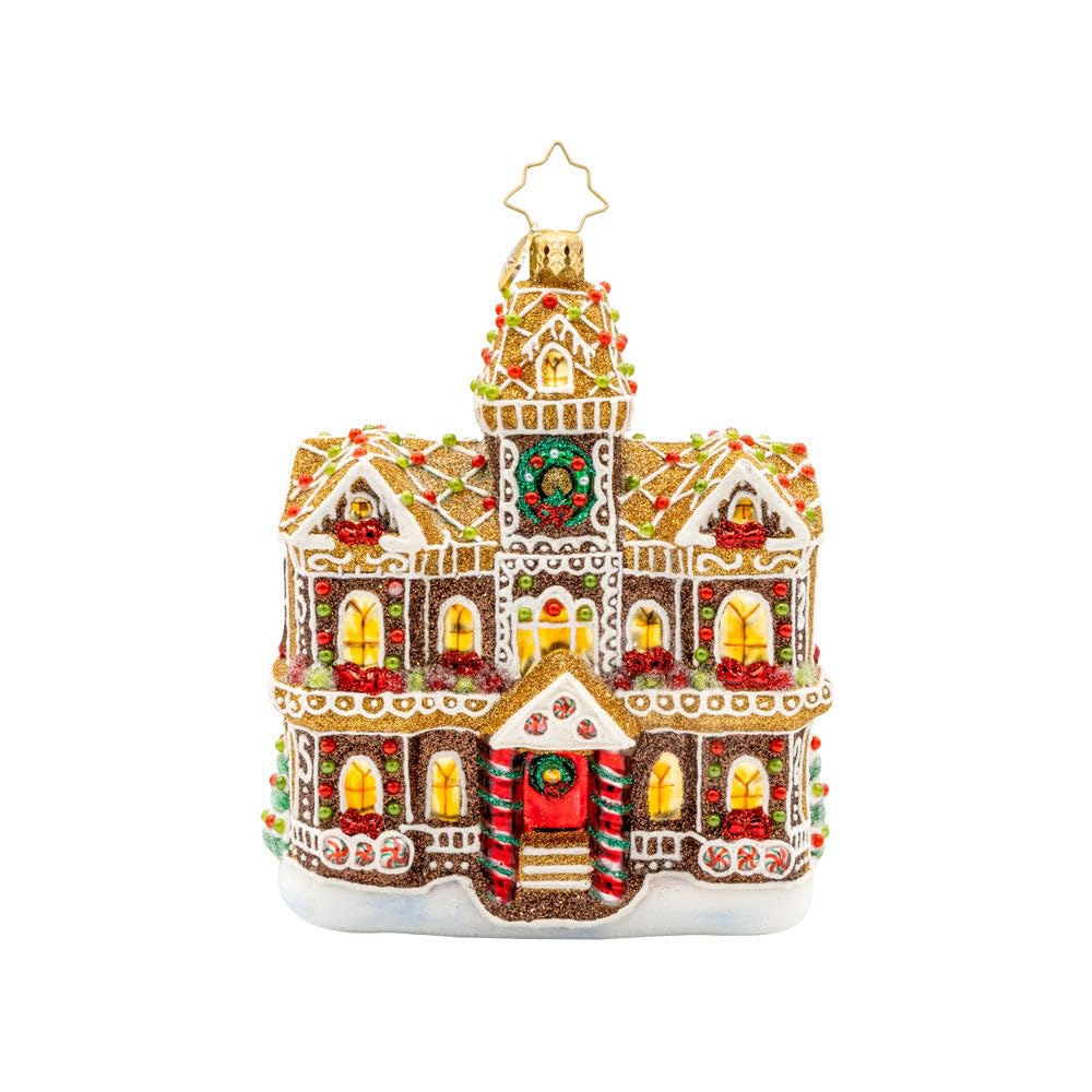 Christopher Radko Hand-Crafted European Glass Christmas Tree Decorative Ornament, Gingerbread Manor