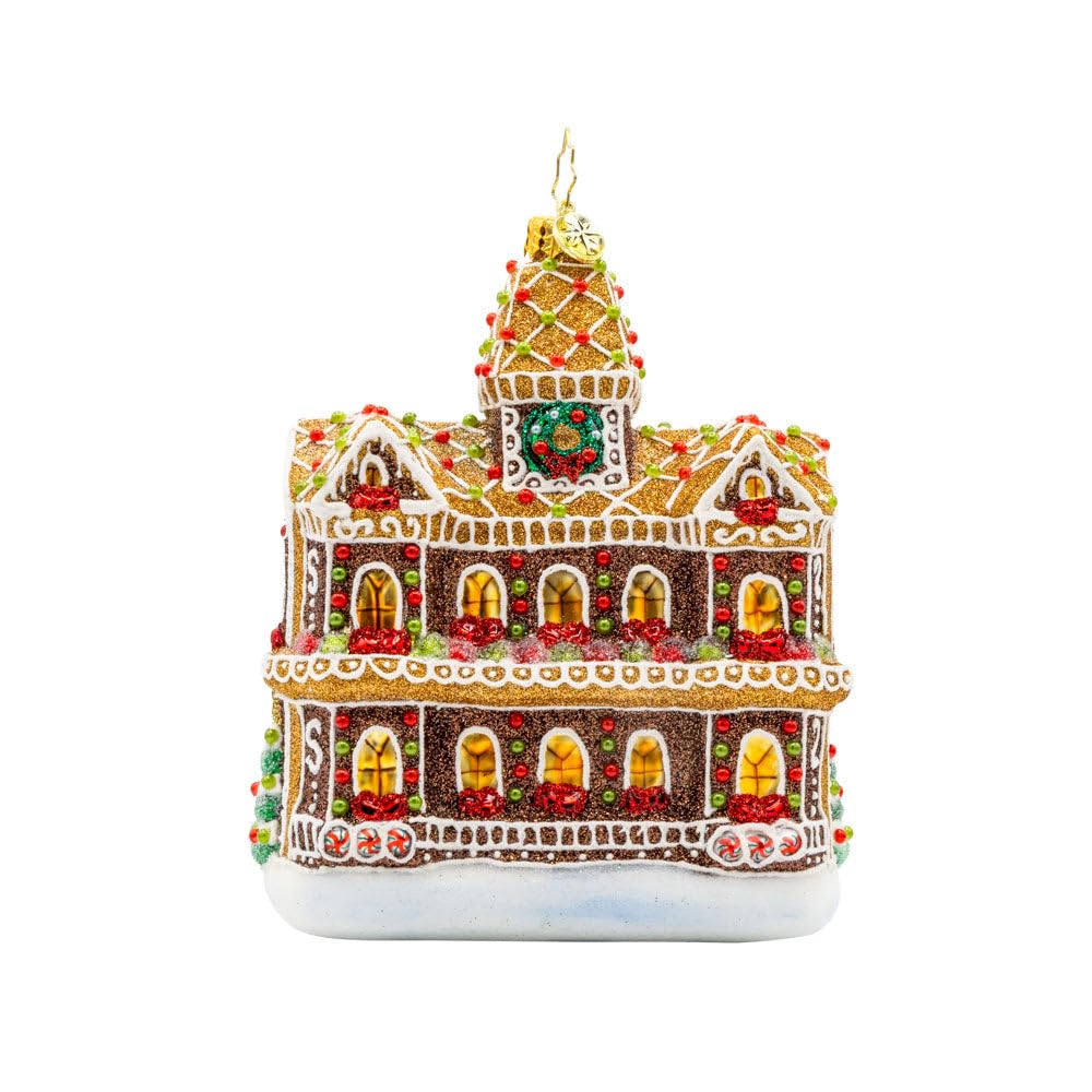 Christopher Radko Hand-Crafted European Glass Christmas Tree Decorative Ornament, Gingerbread Manor