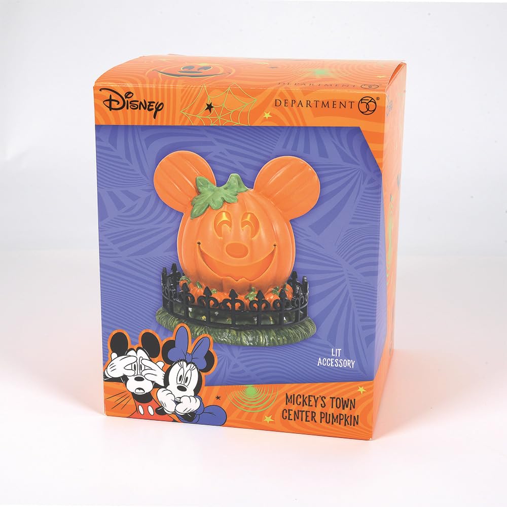 Disney Village Pumpkintown Mickey Mouse Town Center Lit Figurine