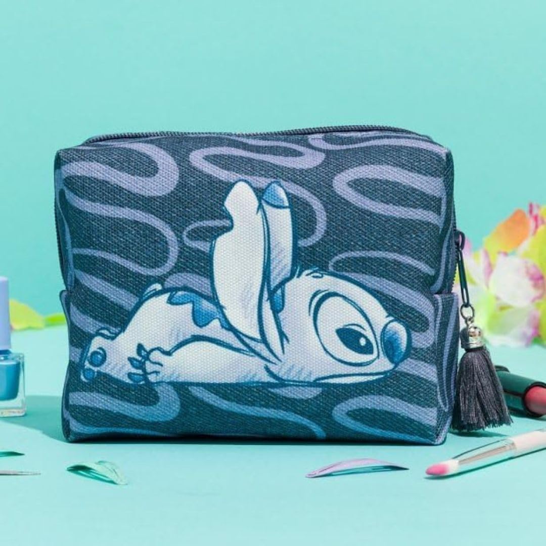 Disney Stitch Denim Cosmetic Bag