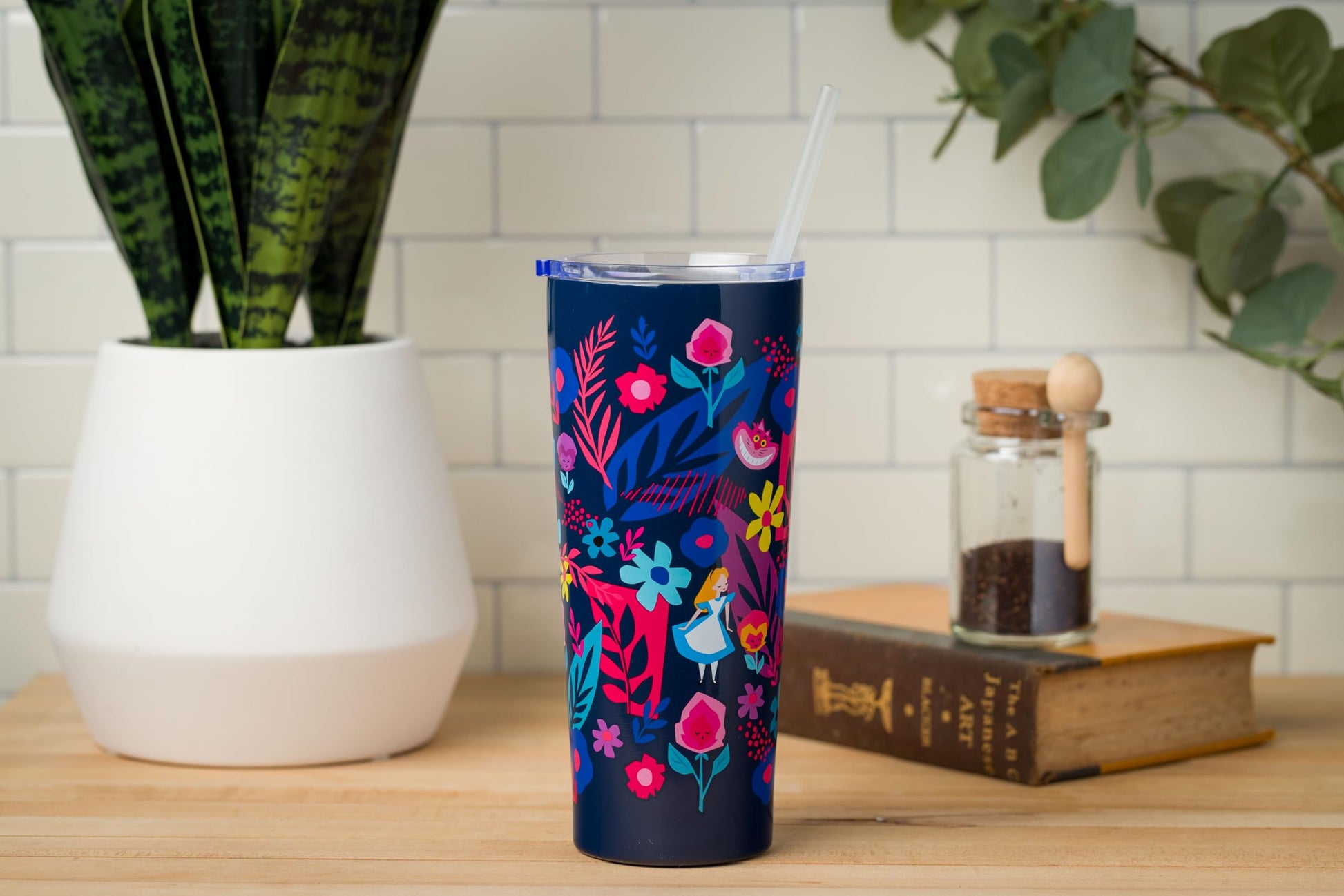 Alice in Wonderland Floral Double Walled Stainless Steel Tumbler