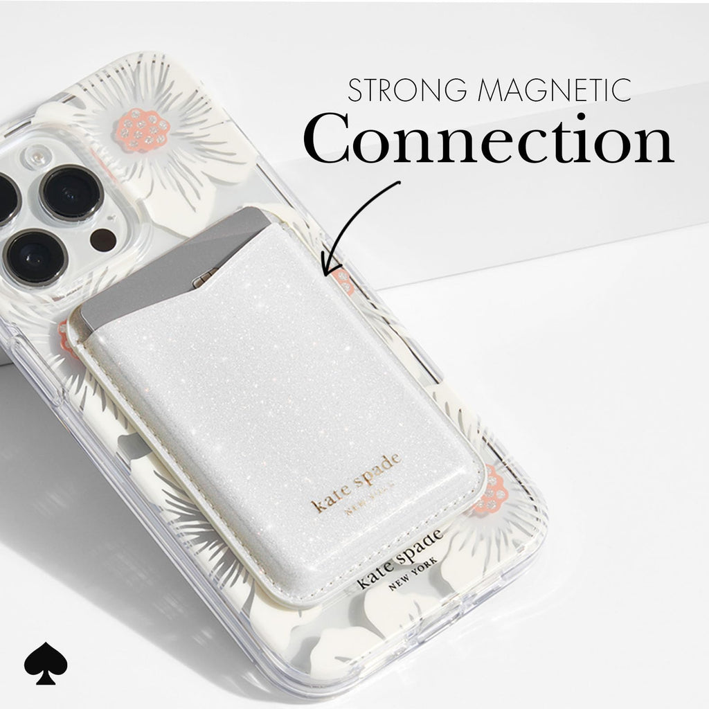 Kate Spade White Glitter Magnetic Wallet/Card Holder