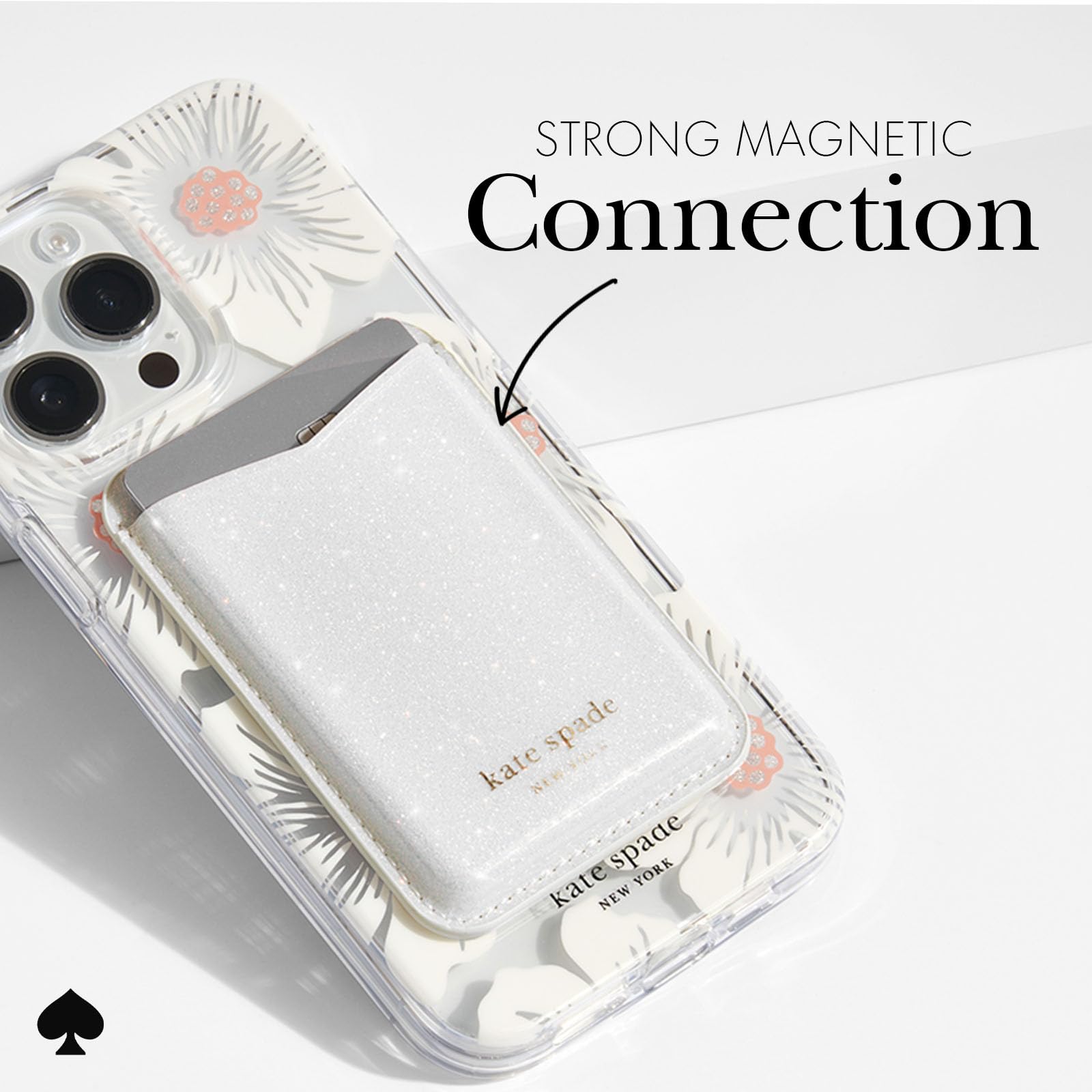 Kate Spade White Glitter Magnetic Wallet/Card Holder