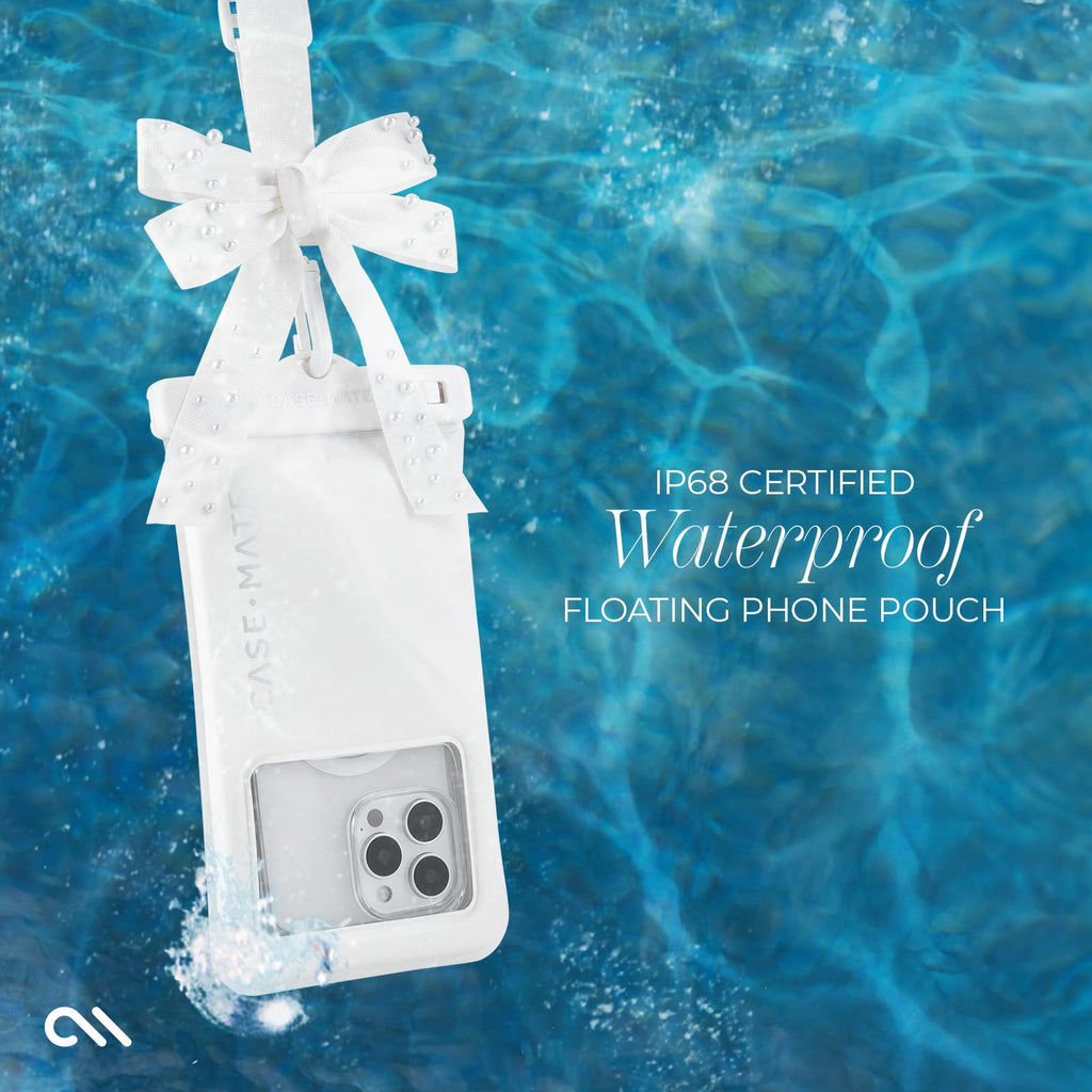 Case-Mate Waterproof Large Phone Pouch with Bow Design - Ivory Pearl