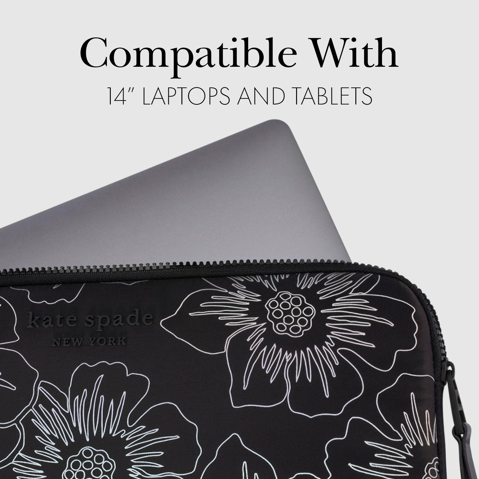 Kate Spade Puffer Laptop Sleeve 14 Inch - Hollyhock Iridescent Black